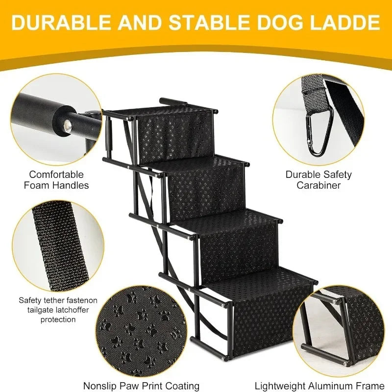 Portable Folding 4 Steps Dog Ramps for EV Car SUV Truck Dog Stair