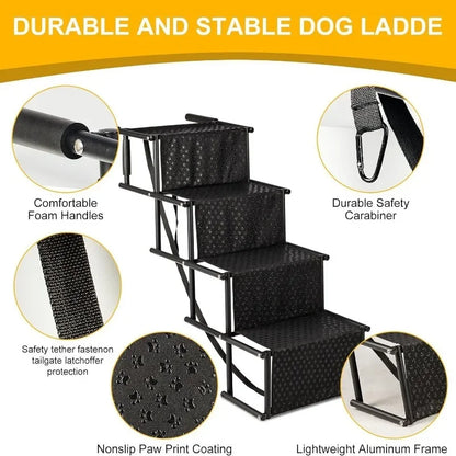 Portable Folding 4 Steps Dog Ramps for EV Car SUV Truck Dog Stair