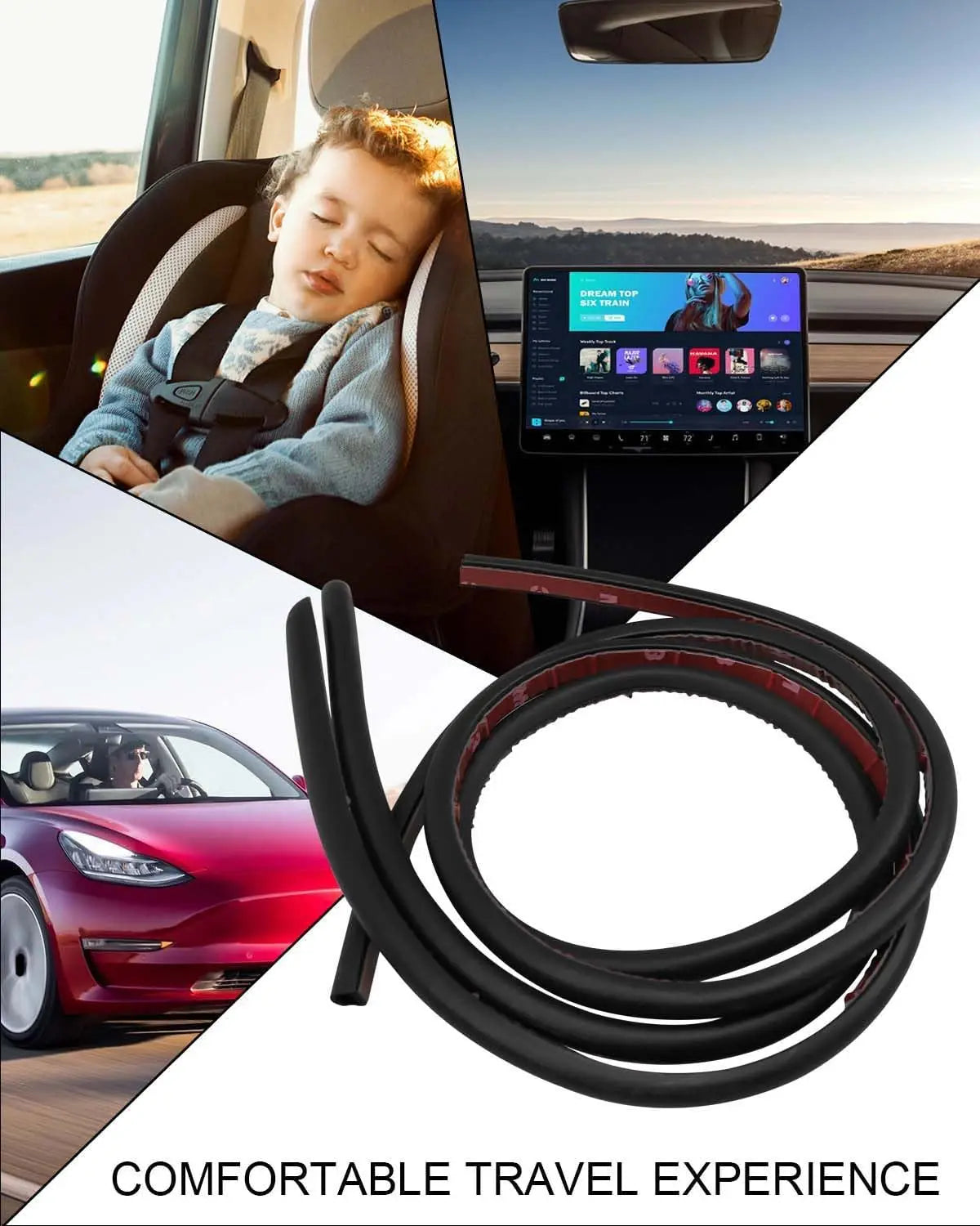 10pcs Door Seal Soundproof Kit For Tesla Model Y Juniper