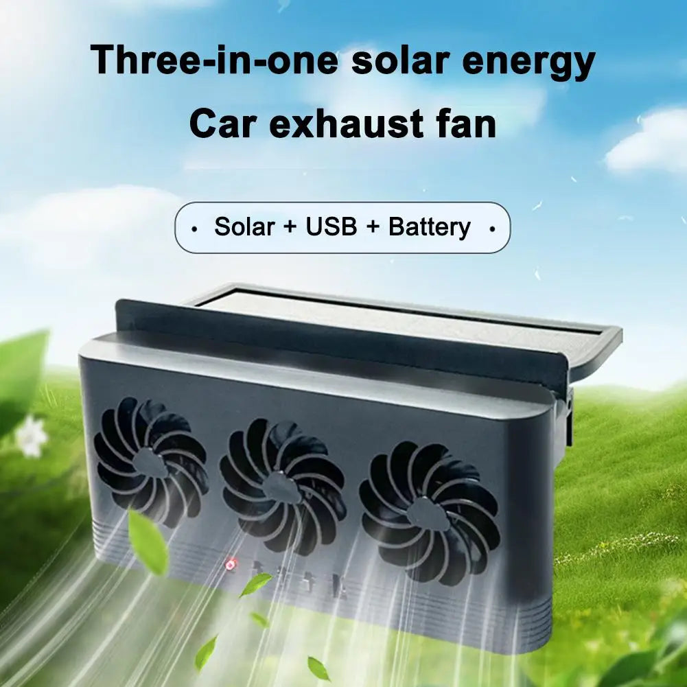 Solar Powered  USB Charging Car Fan Cooler for Tesla Truck RV SUV