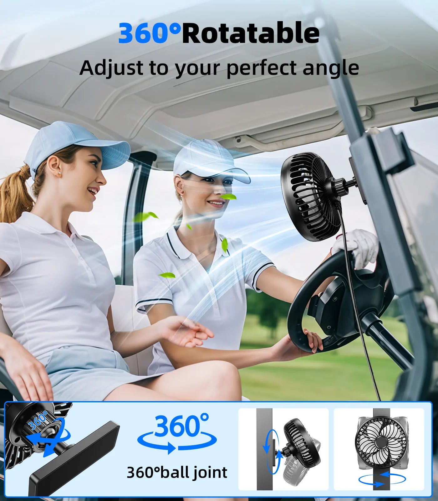USB Magnetic Portable Car Air Fan For All Cars Travel Camping