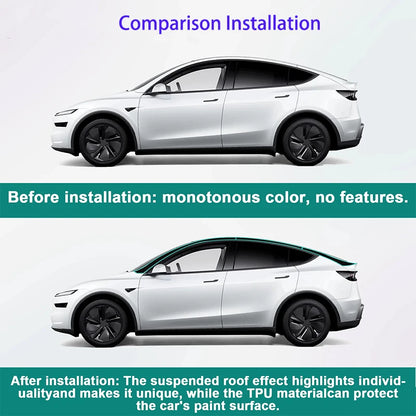 For Tesla Model Y Juniper 2025 Car Suspension Roof TPU Bright Black Film Decoration Invisibility Protect Membrane Accessories