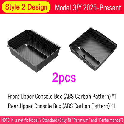 Center Console Organizer Tray for 2026 2025 Tesla Model Y Juniper Style 2 Upper 2pcs