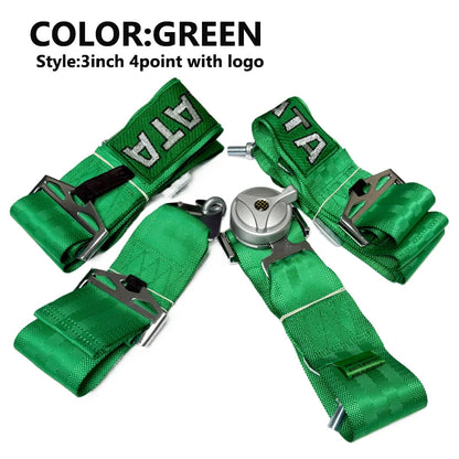 Racing Harness Seat Belt 3" 4 Point Quick Release Nylon Safety Strap GREEN TA