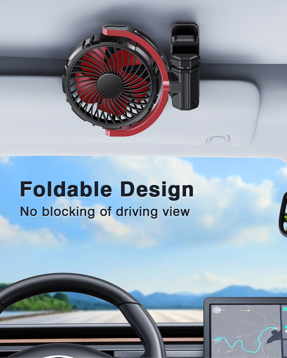 Cooling Clamp Fan 2000mAh USB Rechargeable For Tesla and Evs