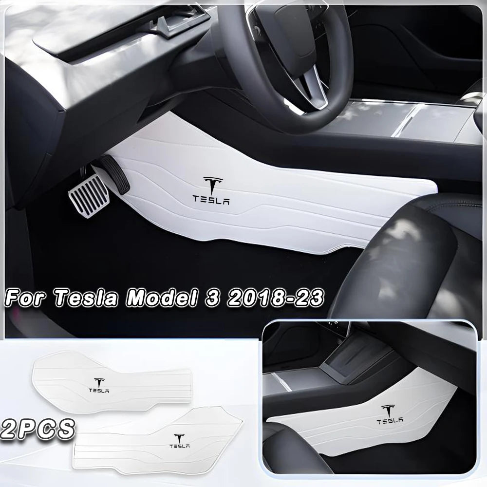 Premium Napa Leather Console Side Protection Pads for Tesla Model Y/3 M3 2018-23 White