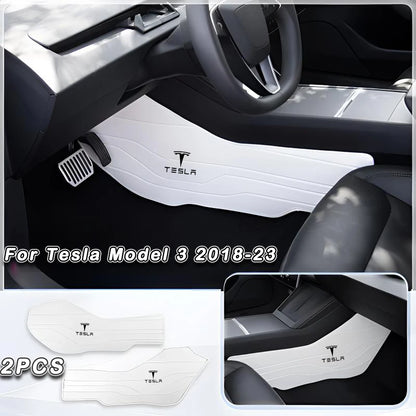 Premium Napa Leather Console Side Protection Pads for Tesla Model Y/3 M3 2018-23 White