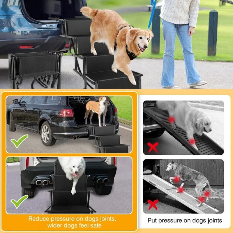 Portable Folding 4 Steps Dog Ramps for EV Car SUV Truck Dog Stair
