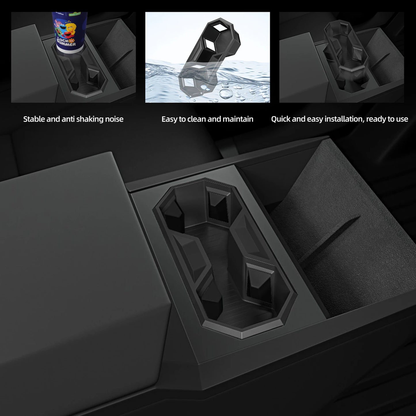 Cybertruck Water Cup Holder Storage Box Silicone Shock-Absorbing