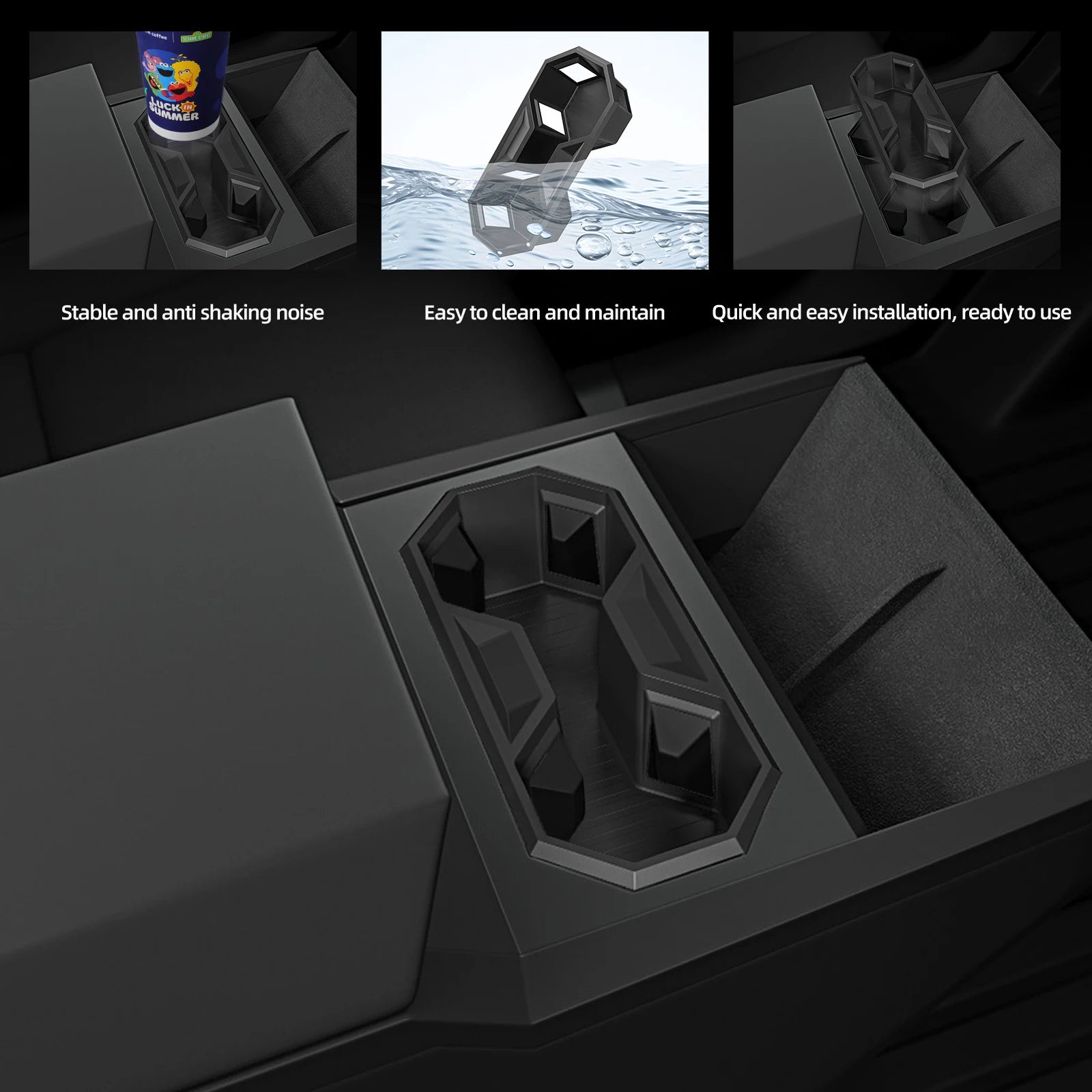 Cybertruck Water Cup Holder Storage Box Silicone Shock-Absorbing