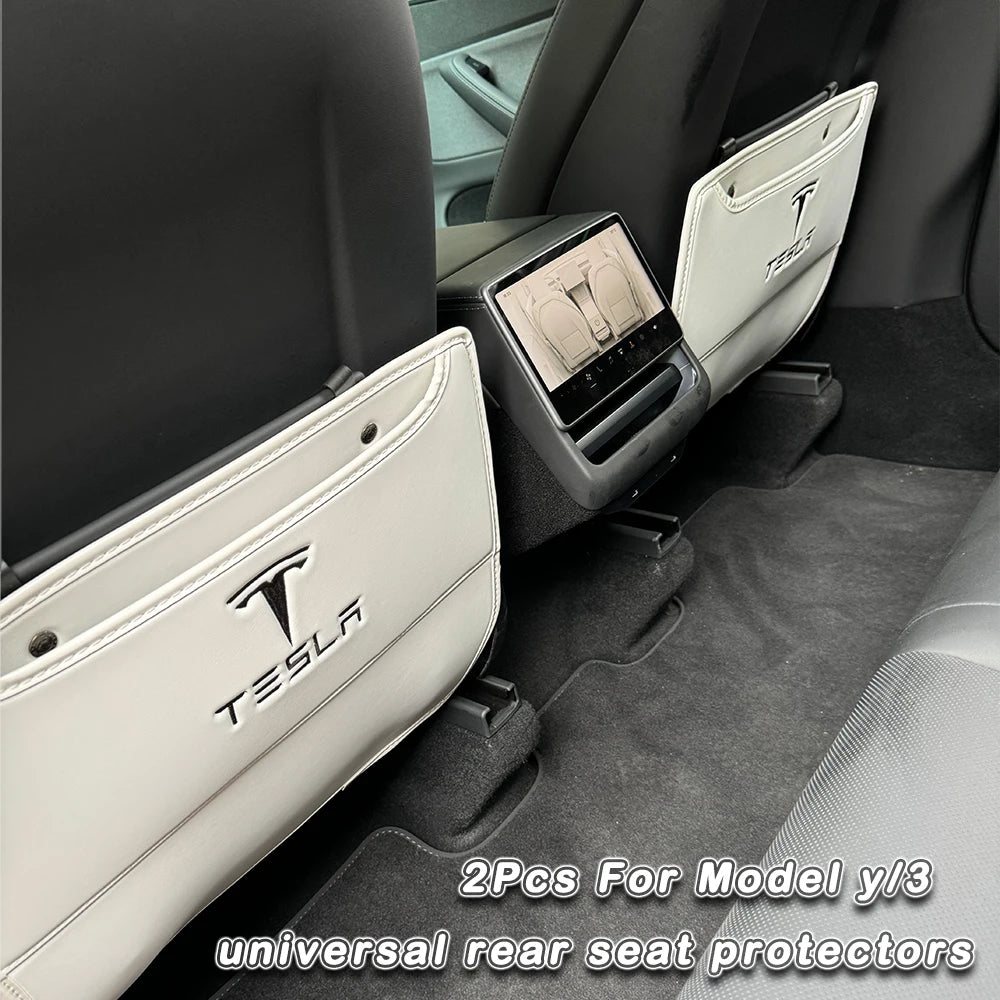 Premium Napa Leather Console Side Protection Pads for Tesla Model Y/3 Universal rear mat