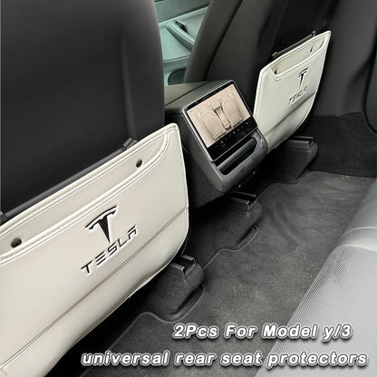 Premium Napa Leather Console Side Protection Pads for Tesla Model Y/3 Universal rear mat