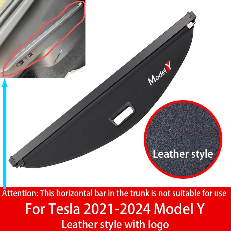 Trunk Cargo Cover Curtain for Tesla Model Y 2021-2024 Leather style 2