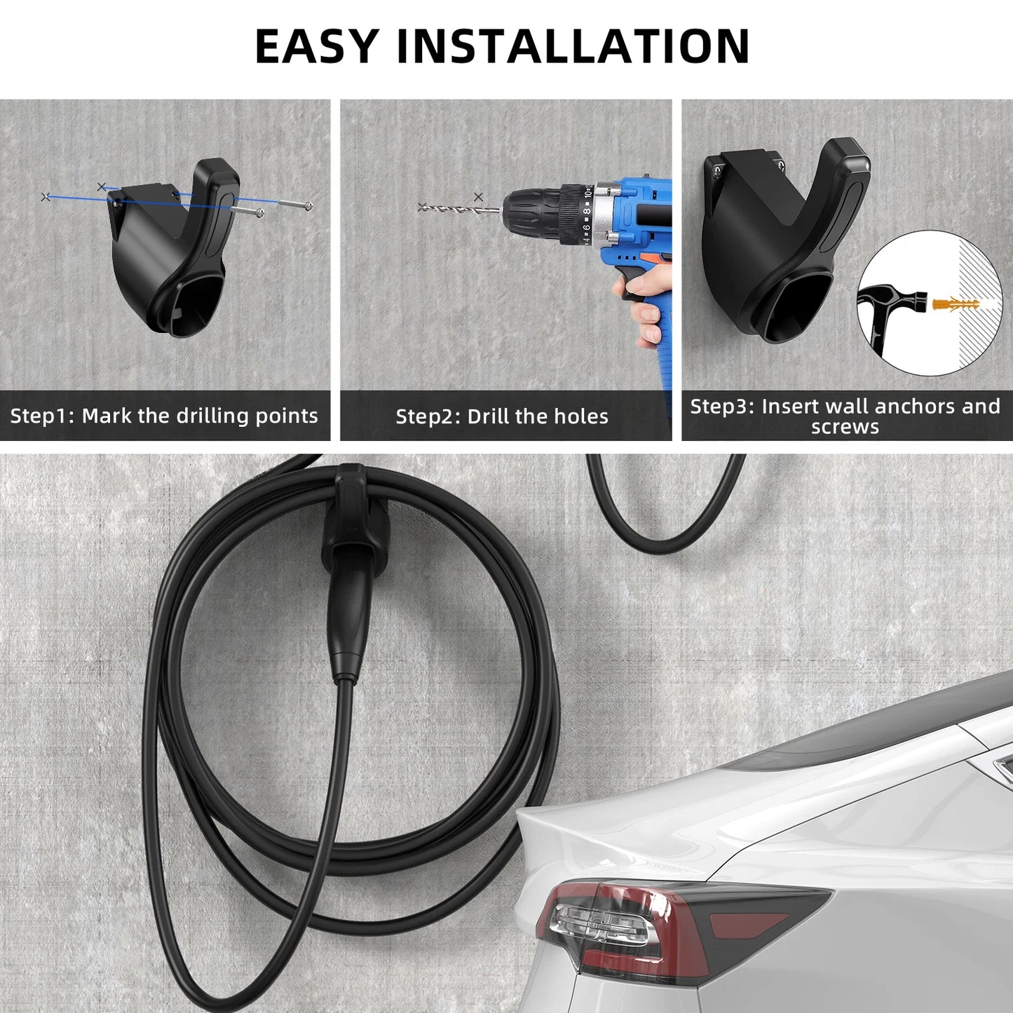Portable EV Charger Holder Stand — for TESLA Nacs Type 1 Type2 GB/T