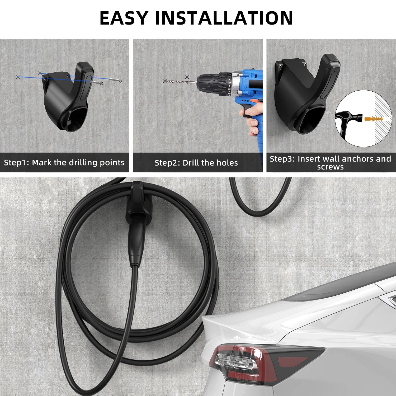 Portable EV Charger Holder Stand — for TESLA Nacs Type 1 Type2 GB/T
