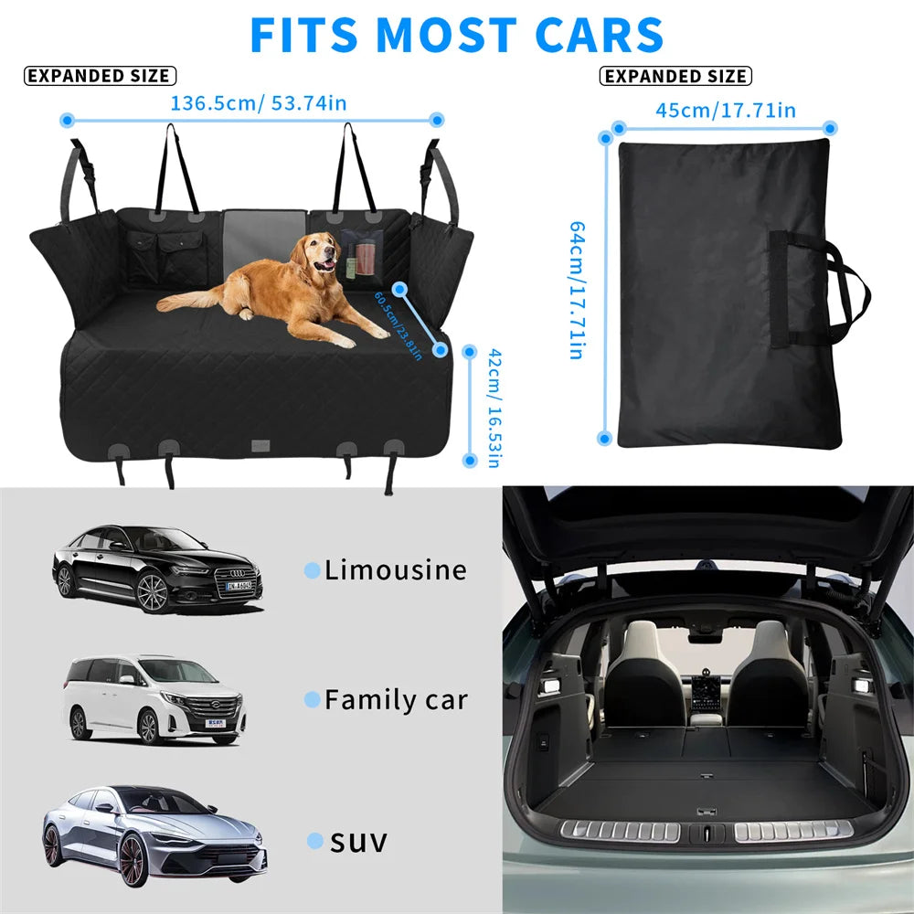 Dog Car Seat Cover Waterproof Back Seat Hammock 220lbs w/ Storage