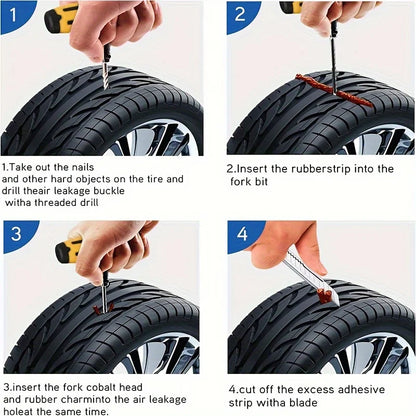 Portable Repair Tire Plug Kit With Rubber Nail For Autos, EVs ,Cars