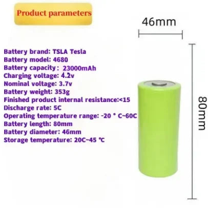 Tesla 4680 3.7V 23Ah LiFePO4 Battery Solar Energy Storage Power