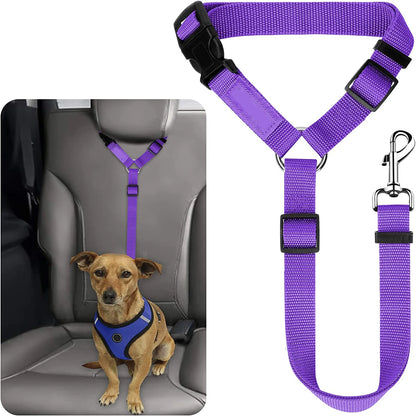 Headrest Restraint Adjustable Pet Dog Cat Seat Belts For EV Cars Purple M