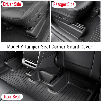 Anti-Kick TPE Mats Under Seat Corner For Tesla Model Y Juniper