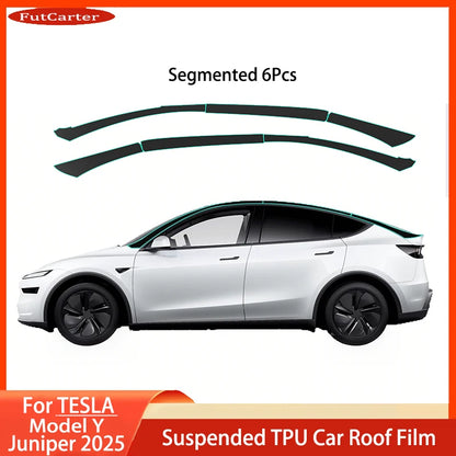 For Tesla Model Y Juniper 2025 Car Suspension Roof TPU Bright Black Film Decoration Invisibility Protect Membrane Accessories