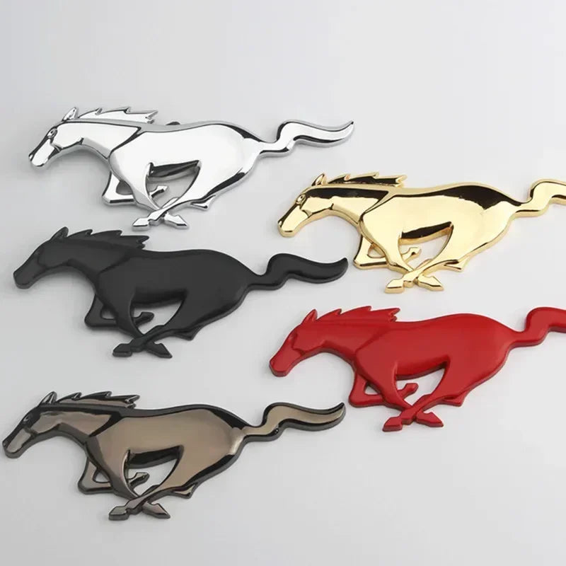 TESLA 20x7.5CM for Mustang 2.3T Shelby V6 V8 GT350 GT500 GT 2015-2017 Car Front Grill Emblem Badge Rear Sticker Running Horse