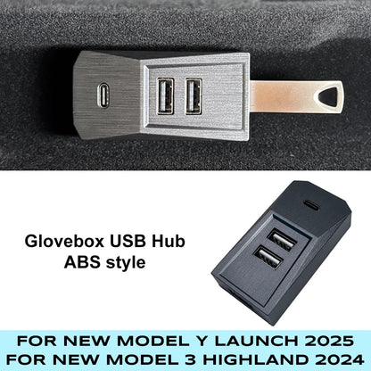 Glovebox USB Hub Docking Station Data For Tesla 3 Y Juniper 2025 ABS style