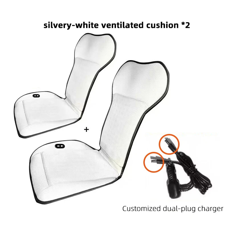 Summer Cool Air Seat Cushion For Tesla Model 3/Y and EV Cars Sliver white x2