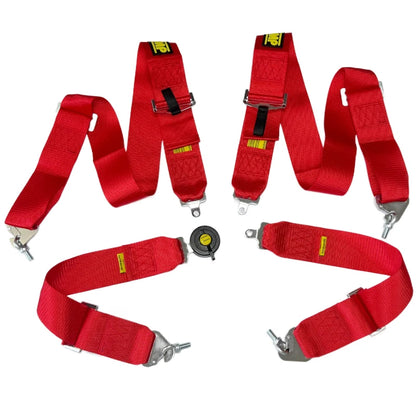 Racing Harness Seat Belt 3" 4 Point Quick Release Nylon Safety Strap Red O
