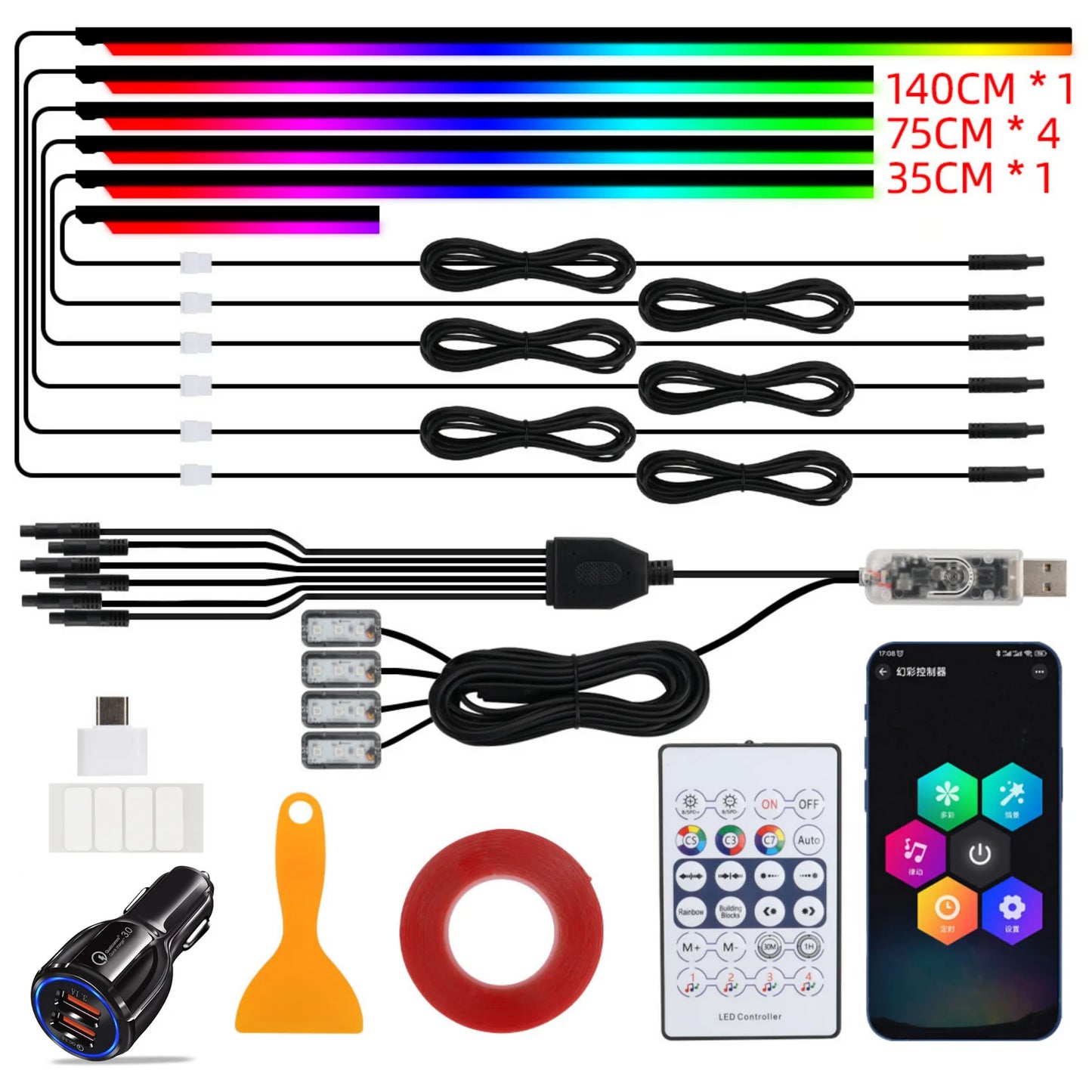 RGB Ambient Lights 10-in-1 Footwell Atmosphere for Tesla Model 3/Y/S/X 10in1 with Cigar