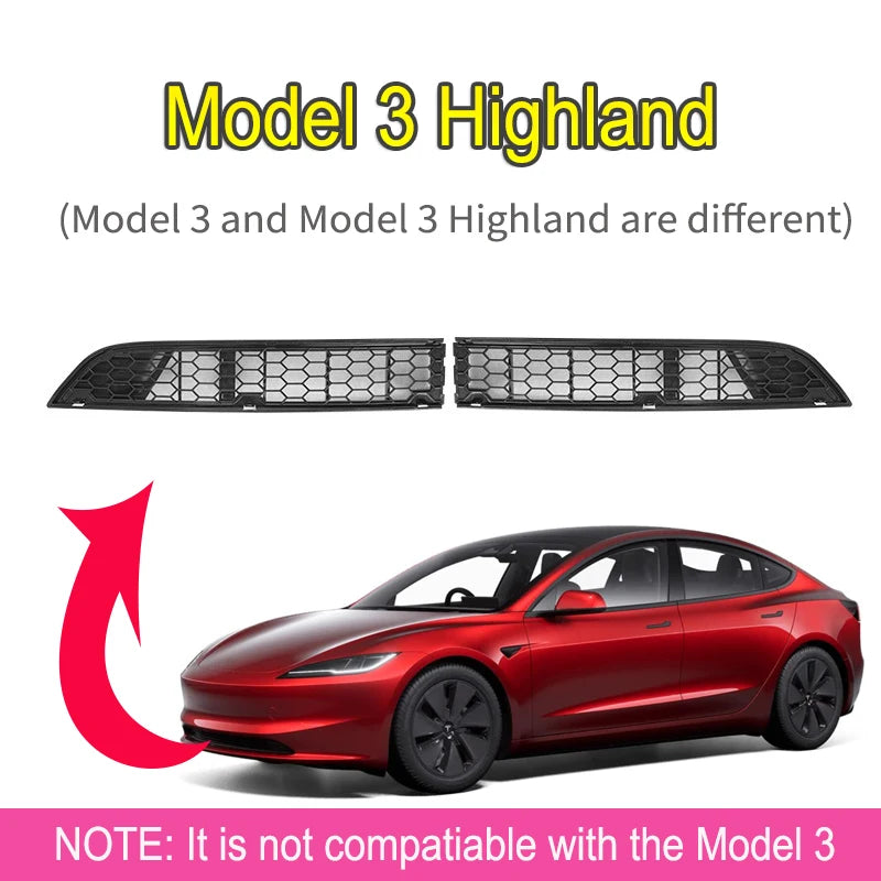 Front Bumper Air Inlet Vent Cover for Tesla Model 3/Y Juniper 2026 Model 3 Highland