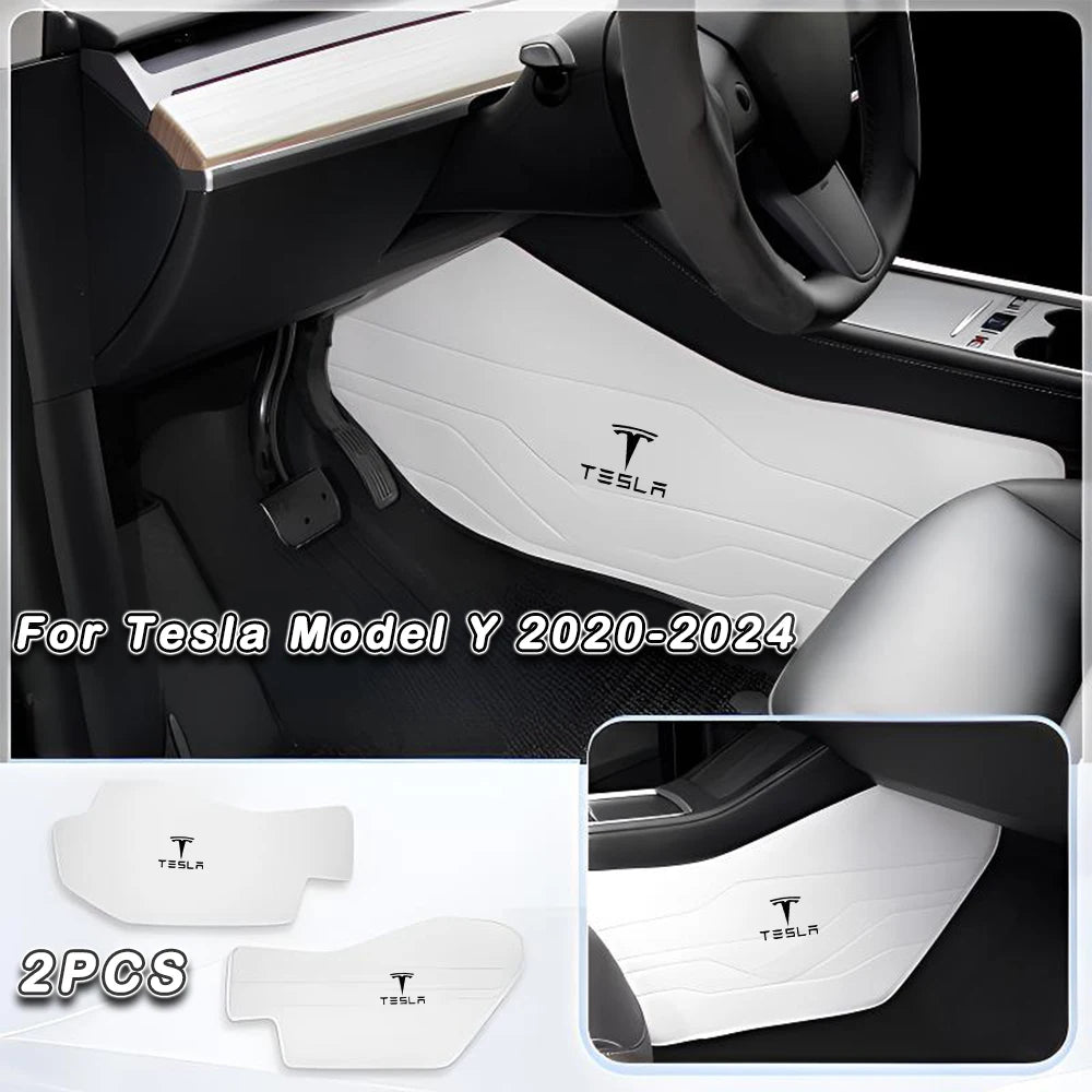 Premium Napa Leather Console Side Protection Pads for Tesla Model Y/3 MY 2020-24 White