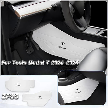 Premium Napa Leather Console Side Protection Pads for Tesla Model Y/3 MY 2020-24 White