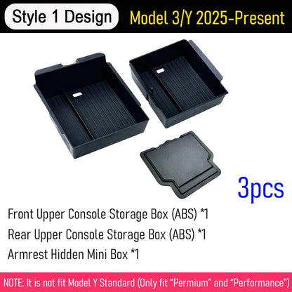Center Console Organizer Tray for 2026 2025 Tesla Model Y Juniper Style1 Upper 3pcs