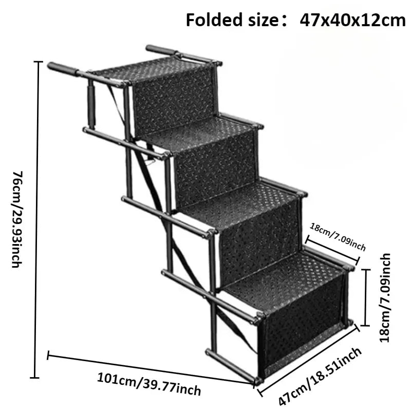 Portable Folding 4 Steps Dog Ramps for EV Car SUV Truck Dog Stair