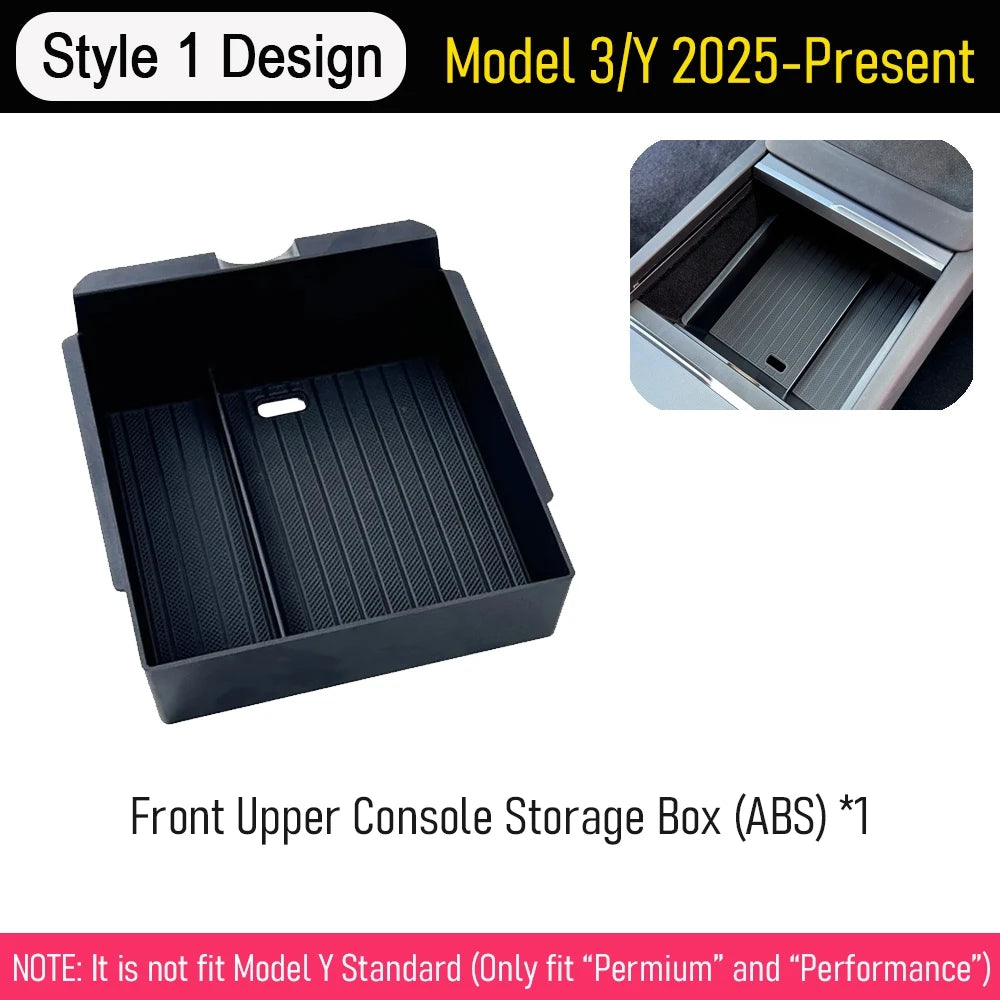 Center Console Organizer Tray for 2026 2025 Tesla Model Y Juniper Style 1 Front Upper