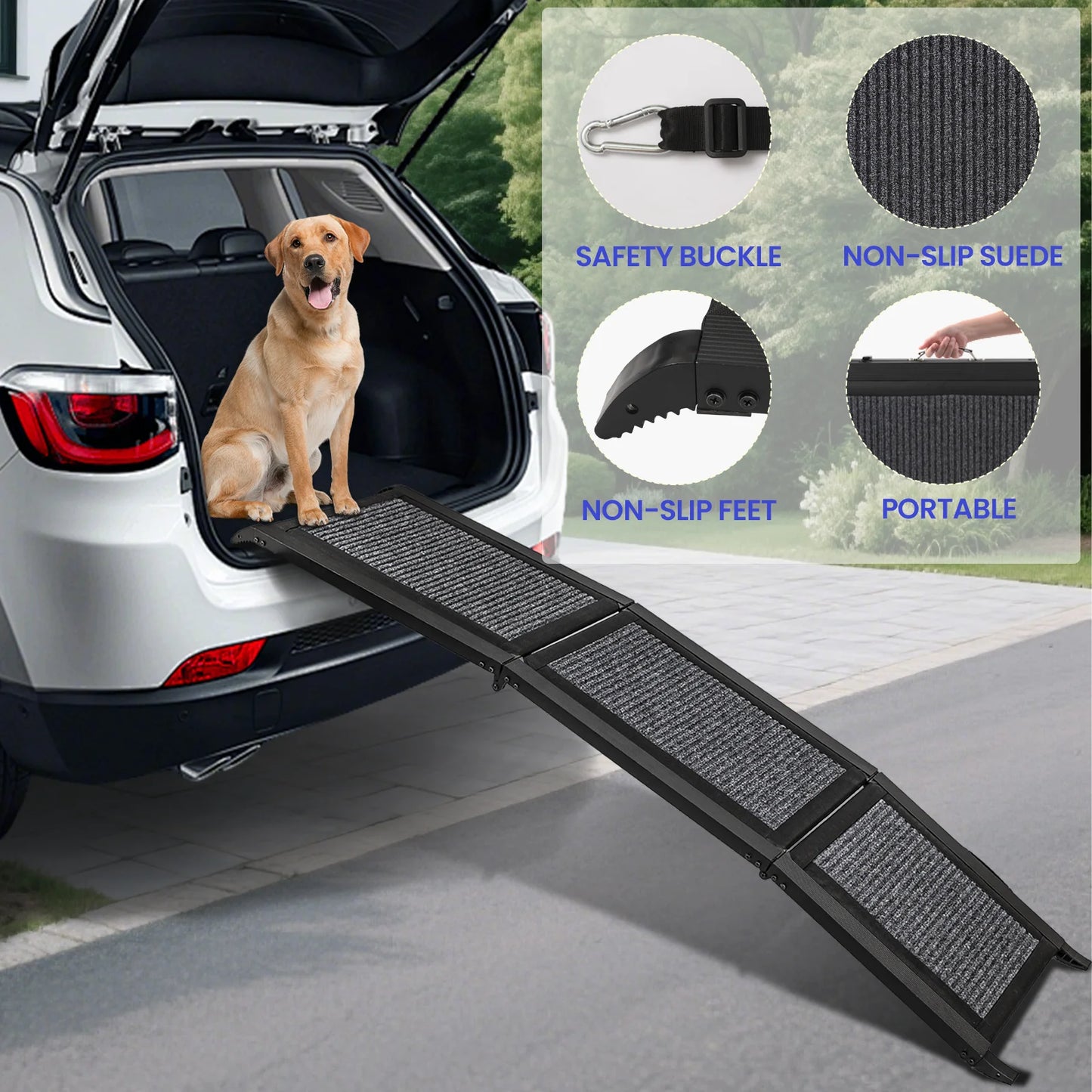 Portable Folding Anti-Slip Dog Ramp for EV Car SUV ,Truck, Bed