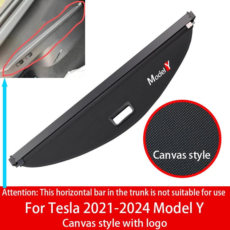 Trunk Cargo Cover Curtain for Tesla Model Y 2021-2024 Canvas style 2