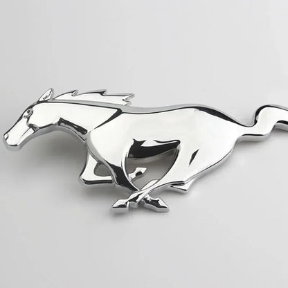 TESLA 20x7.5CM for Mustang 2.3T Shelby V6 V8 GT350 GT500 GT 2015-2017 Car Front Grill Emblem Badge Rear Sticker Running Horse Silver