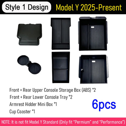 Center Console Organizer Tray for 2026 2025 Tesla Model Y Juniper Style1 (6pcs)