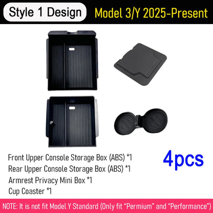 Center Console Organizer Tray for 2026 2025 Tesla Model Y Juniper Style1 Upper 4pcs