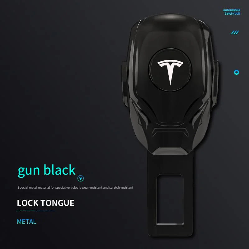 Metal Seat Belt Extension Buckle Protection for Tesla Model Y/3/S/X Black