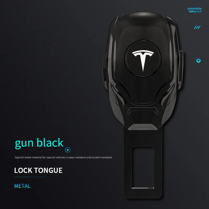 Metal Seat Belt Extension Buckle Protection for Tesla Model Y/3/S/X Black