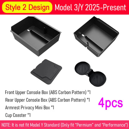Center Console Organizer Tray for 2026 2025 Tesla Model Y Juniper Style 2 Upper 4pcs