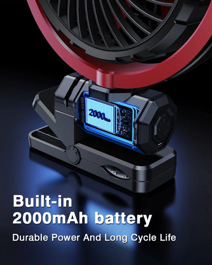 Cooling Clamp Fan 2000mAh USB Rechargeable For Tesla and Evs