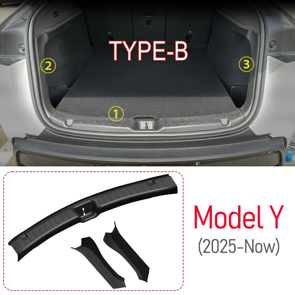Rear Bumper Guard for 2025 2026 Tesla Model Y Juniper Trunk 3pcs Full Seat B