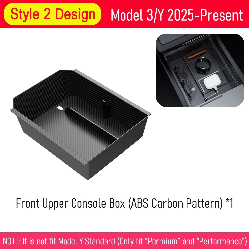 Center Console Organizer Tray for 2026 2025 Tesla Model Y Juniper Style 2 Front Upper
