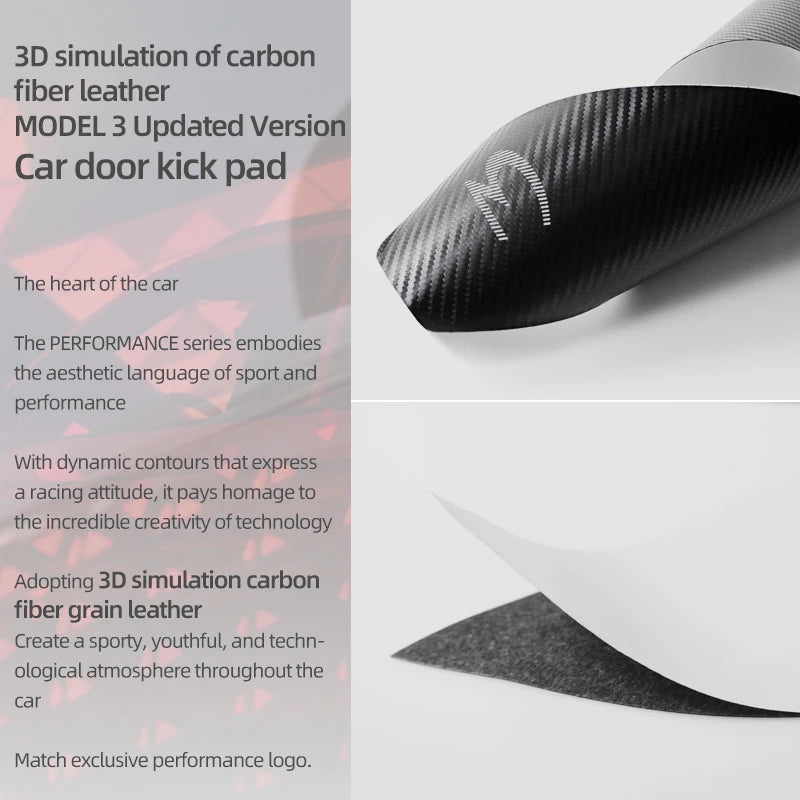 Carbon Fiber Door Anti-kick Pads For Tesla Model 3 Highland Y Juniper