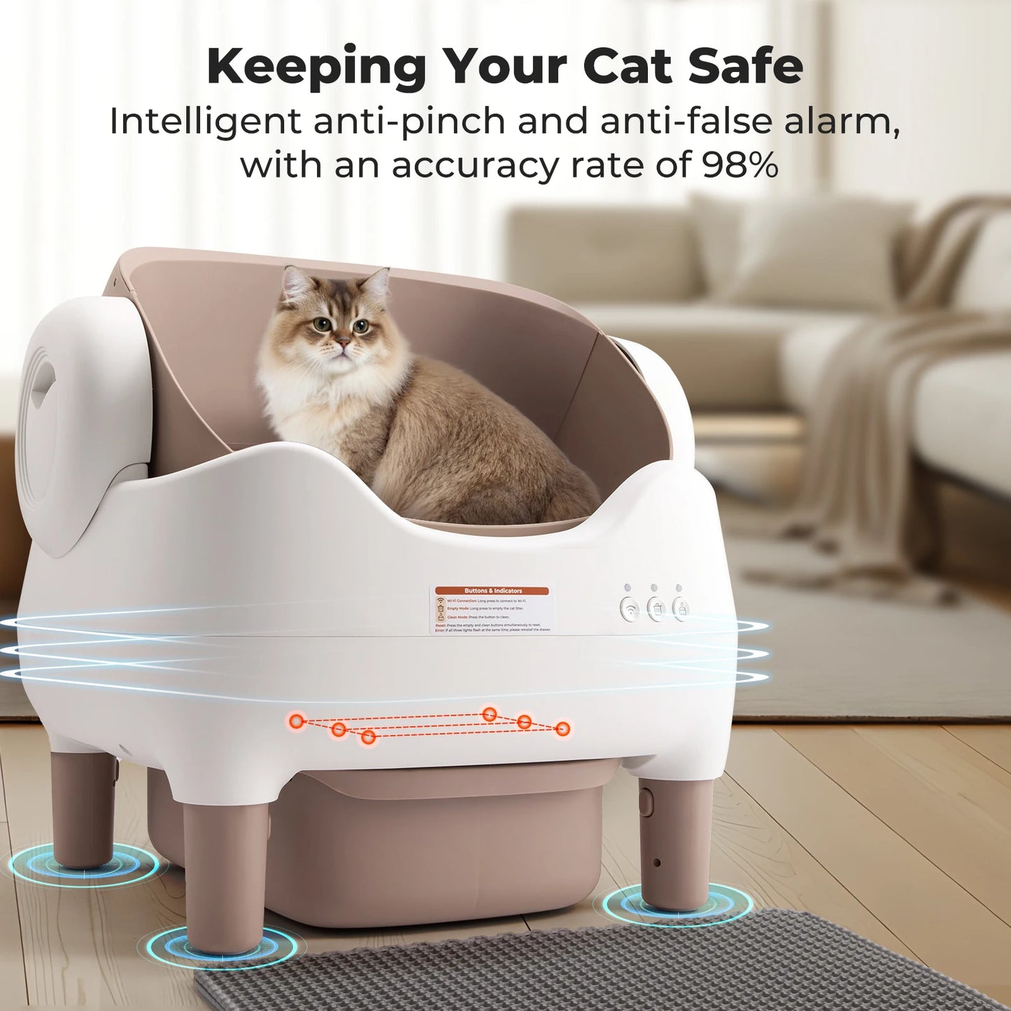 EV Car Travel Cat Litter Box, Self Cleaning Automatic Box with App