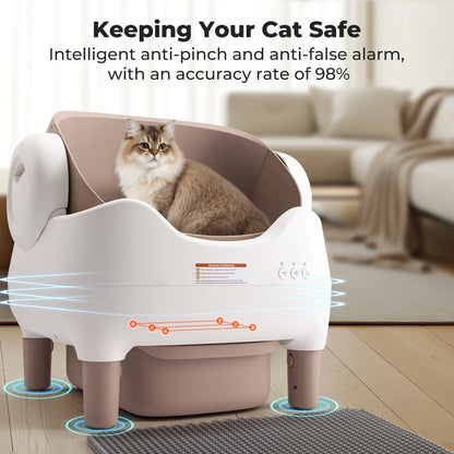 EV Car Travel Cat Litter Box, Self Cleaning Automatic Box with App